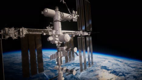 Estación-Espacial-Internacional-En-El-Espacio-Ultraterrestre-Sobre-El-Planeta-Tierra